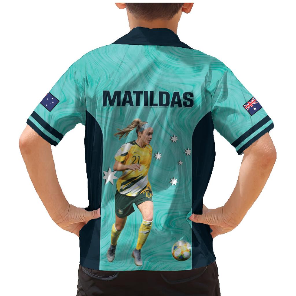 Australia Soccer Family Matching Mermaid Dress and Hawaiian Shirt Ellie Carpenter Matildas - Turquoise