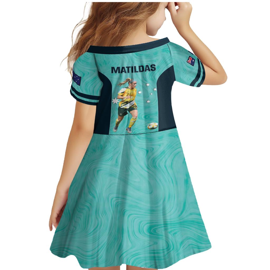 Australia Soccer Family Matching Mermaid Dress and Hawaiian Shirt Ellie Carpenter Matildas - Turquoise