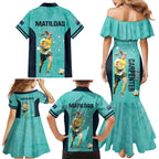 Australia Soccer Family Matching Mermaid Dress and Hawaiian Shirt Ellie Carpenter Matildas - Turquoise