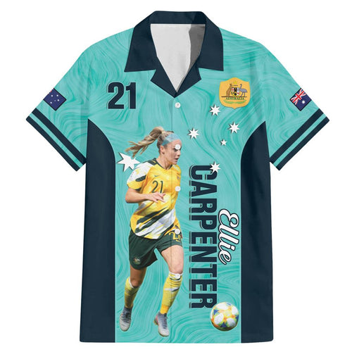 Australia Soccer Family Matching Mermaid Dress and Hawaiian Shirt Ellie Carpenter Matildas - Turquoise