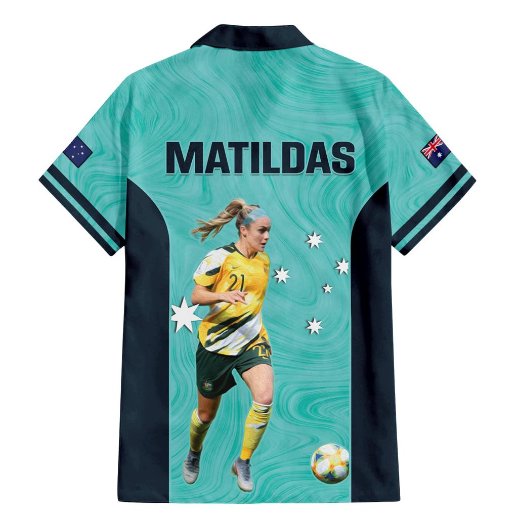 Australia Soccer Family Matching Mermaid Dress and Hawaiian Shirt Ellie Carpenter Matildas - Turquoise