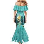 Australia Soccer Family Matching Mermaid Dress and Hawaiian Shirt Ellie Carpenter Matildas - Turquoise