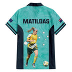 Australia Soccer Family Matching Off The Shoulder Long Sleeve Dress and Hawaiian Shirt Ellie Carpenter Matildas - Turquoise