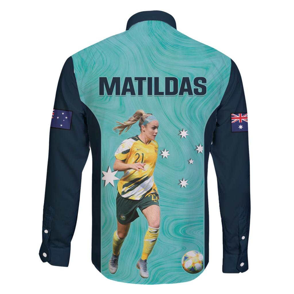 Australia Soccer Family Matching Off Shoulder Short Dress and Hawaiian Shirt Ellie Carpenter Matildas - Turquoise