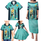 Australia Soccer Family Matching Puletasi and Hawaiian Shirt Ellie Carpenter Matildas - Turquoise