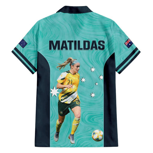 Australia Soccer Family Matching Puletasi and Hawaiian Shirt Ellie Carpenter Matildas - Turquoise
