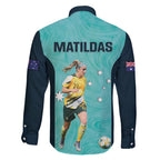 Australia Soccer Family Matching Puletasi and Hawaiian Shirt Ellie Carpenter Matildas - Turquoise