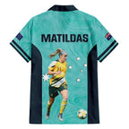 Australia Soccer Family Matching Short Sleeve Bodycon Dress and Hawaiian Shirt Ellie Carpenter Matildas - Turquoise