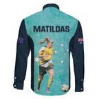 Australia Soccer Family Matching Short Sleeve Bodycon Dress and Hawaiian Shirt Ellie Carpenter Matildas - Turquoise