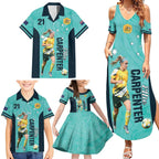 Australia Soccer Family Matching Summer Maxi Dress and Hawaiian Shirt Ellie Carpenter Matildas - Turquoise
