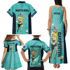 Australia Soccer Family Matching Tank Maxi Dress and Hawaiian Shirt Ellie Carpenter Matildas - Turquoise