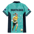 Australia Soccer Hawaiian Shirt Ellie Carpenter Matildas - Turquoise