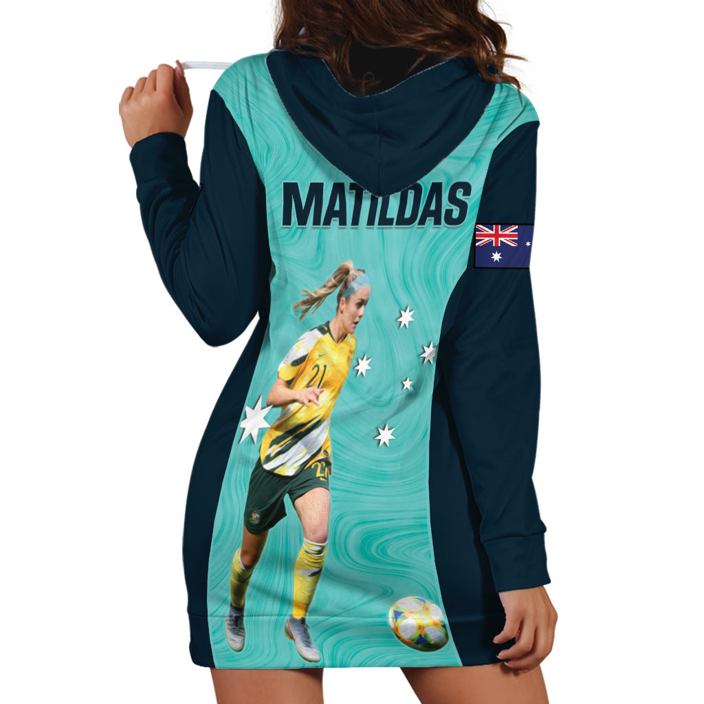 Australia Soccer Hoodie Dress Ellie Carpenter Matildas - Turquoise