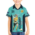 Australia Soccer Kid Hawaiian Shirt Ellie Carpenter Matildas - Turquoise