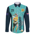 Australia Soccer Long Sleeve Button Shirt Ellie Carpenter Matildas - Turquoise