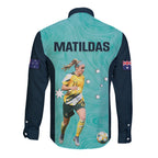 Australia Soccer Long Sleeve Button Shirt Ellie Carpenter Matildas - Turquoise