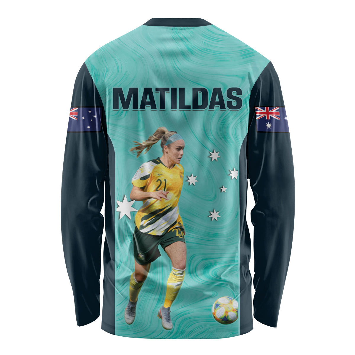 Australia Soccer Long Sleeve Shirt Ellie Carpenter Matildas - Turquoise