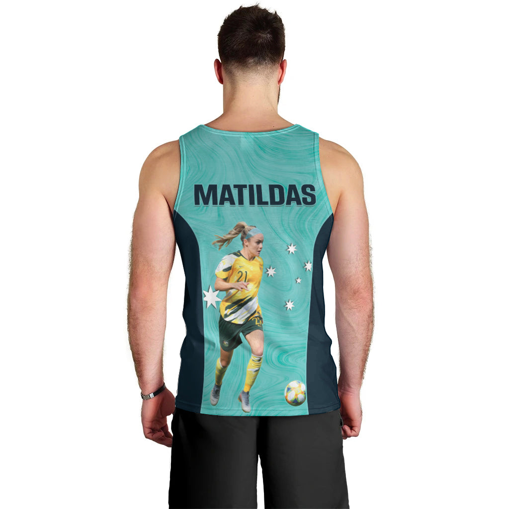 Australia Soccer Men Tank Top Ellie Carpenter Matildas - Turquoise