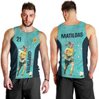 Australia Soccer Men Tank Top Ellie Carpenter Matildas - Turquoise