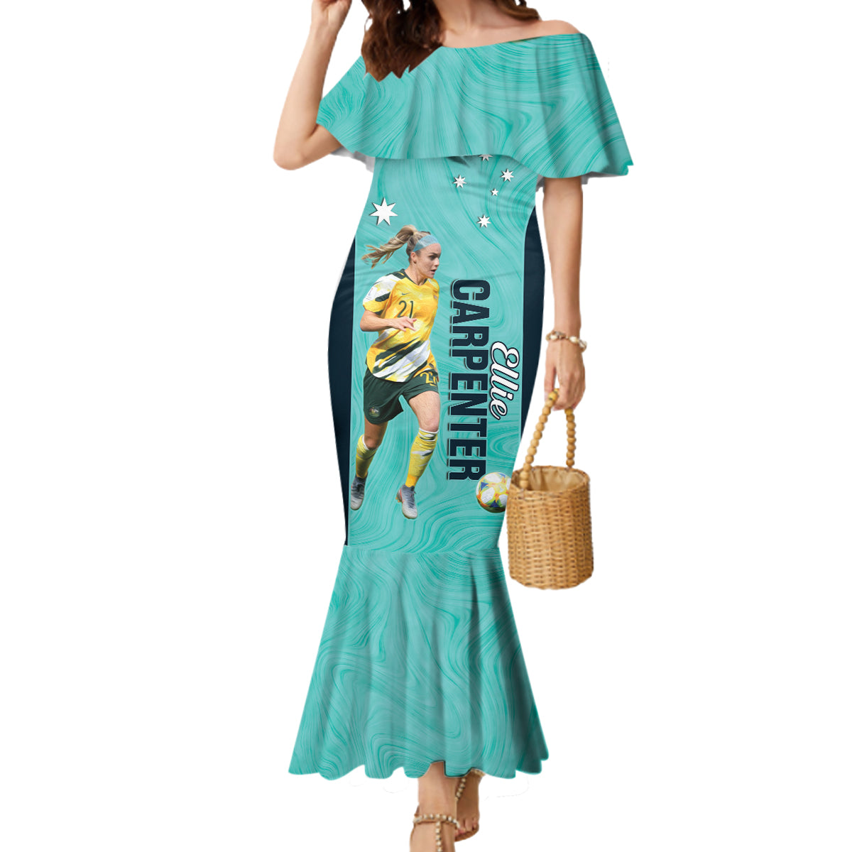 Australia Soccer Mermaid Dress Ellie Carpenter Matildas - Turquoise