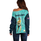 Australia Soccer Off Shoulder Sweater Ellie Carpenter Matildas - Turquoise