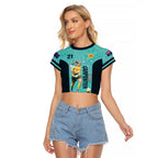 Australia Soccer Raglan Cropped T Shirt Ellie Carpenter Matildas - Turquoise