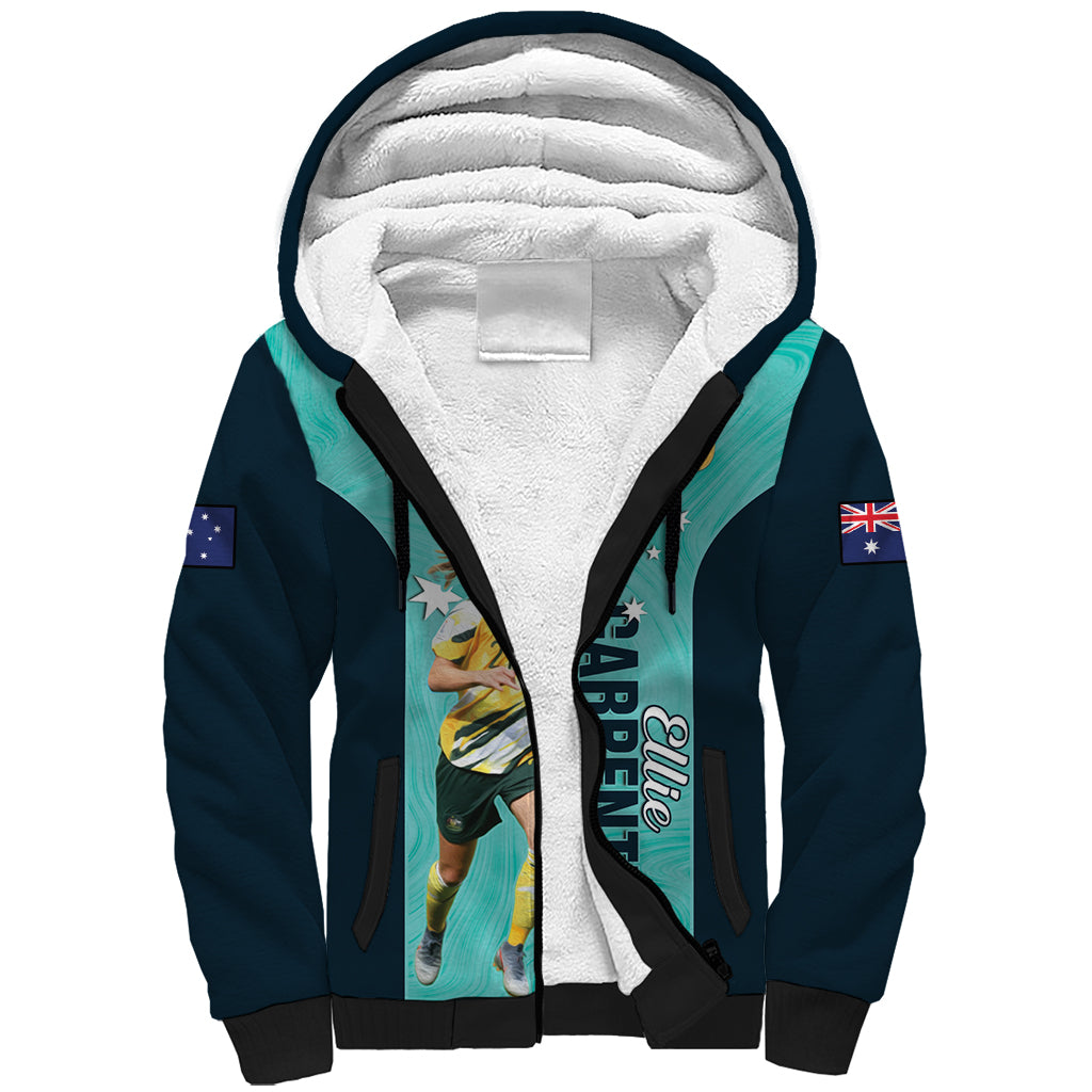 Australia Soccer Sherpa Hoodie Ellie Carpenter Matildas - Turquoise