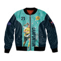 Australia Soccer Sleeve Zip Bomber Jacket Ellie Carpenter Matildas - Turquoise