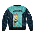 Australia Soccer Sleeve Zip Bomber Jacket Ellie Carpenter Matildas - Turquoise