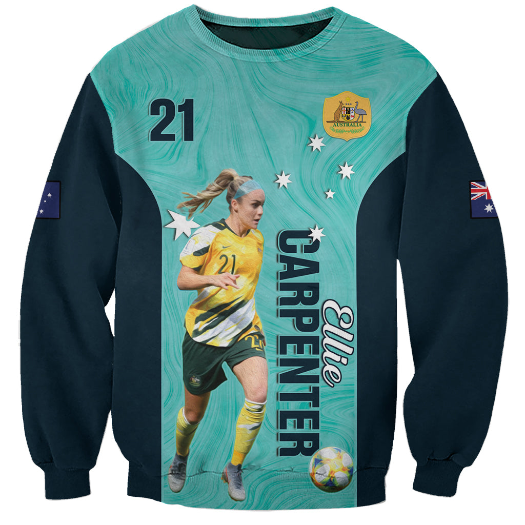 Australia Soccer Sweatshirt Ellie Carpenter Matildas - Turquoise