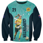 Australia Soccer Sweatshirt Ellie Carpenter Matildas - Turquoise