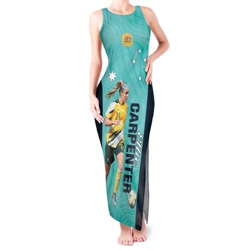 Australia Soccer Tank Maxi Dress Ellie Carpenter Matildas - Turquoise