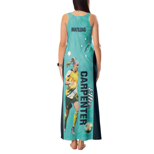 Australia Soccer Tank Maxi Dress Ellie Carpenter Matildas - Turquoise