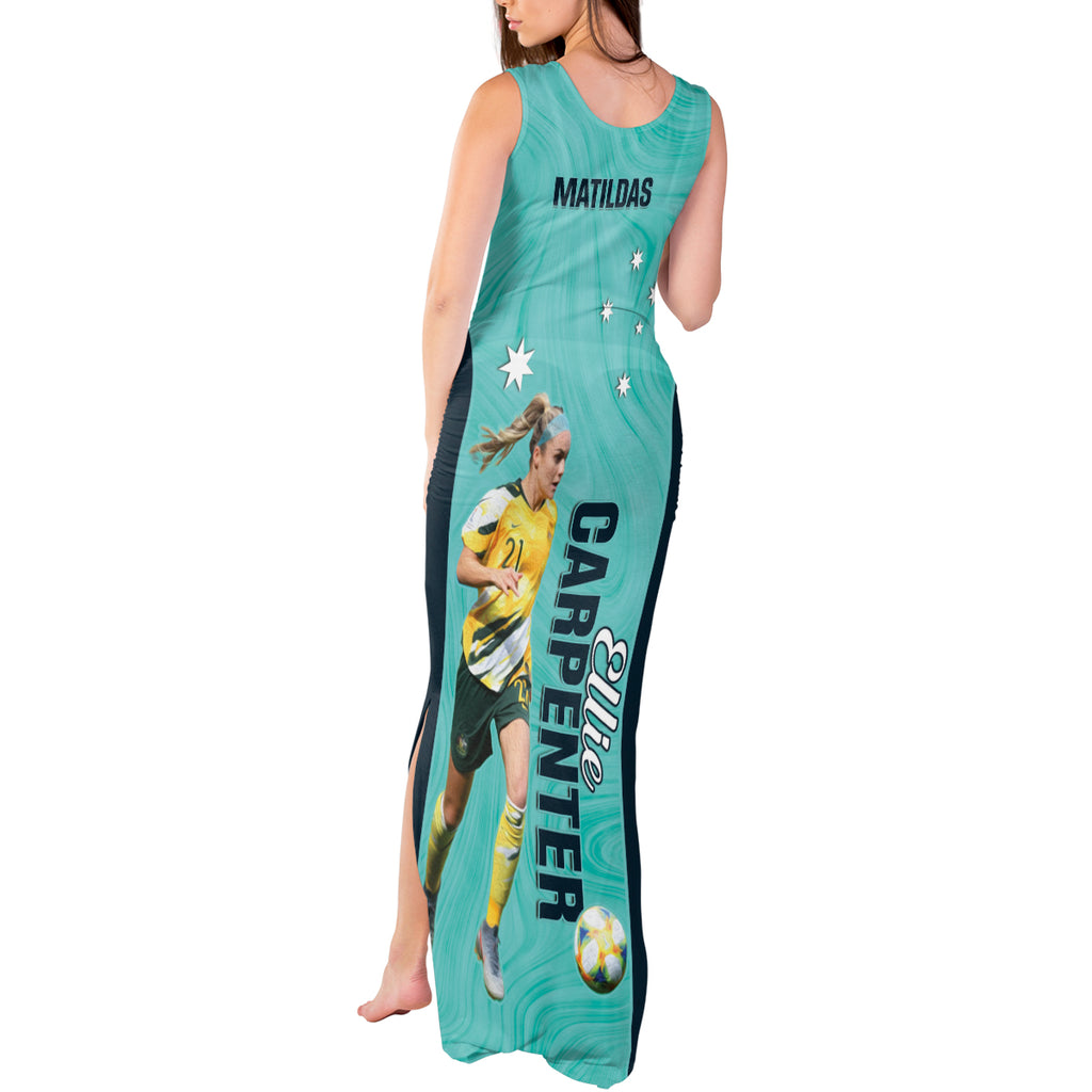 Australia Soccer Tank Maxi Dress Ellie Carpenter Matildas - Turquoise