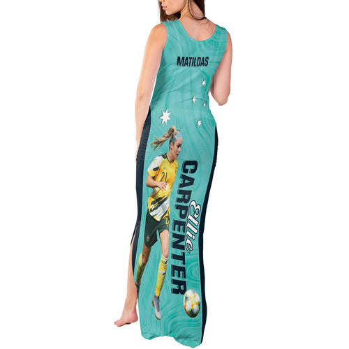 Australia Soccer Tank Maxi Dress Ellie Carpenter Matildas - Turquoise
