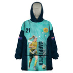Australia Soccer Wearable Blanket Hoodie Ellie Carpenter Matildas - Turquoise