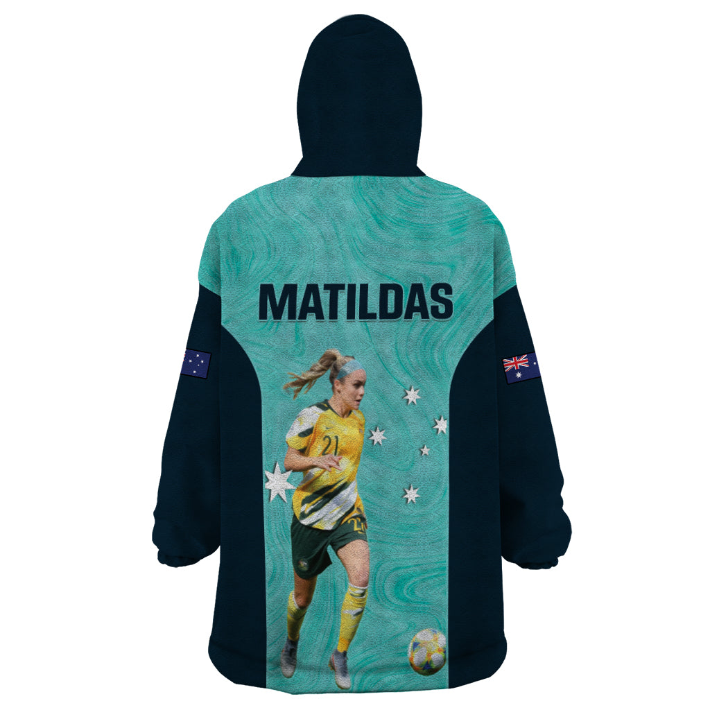 Australia Soccer Wearable Blanket Hoodie Ellie Carpenter Matildas - Turquoise