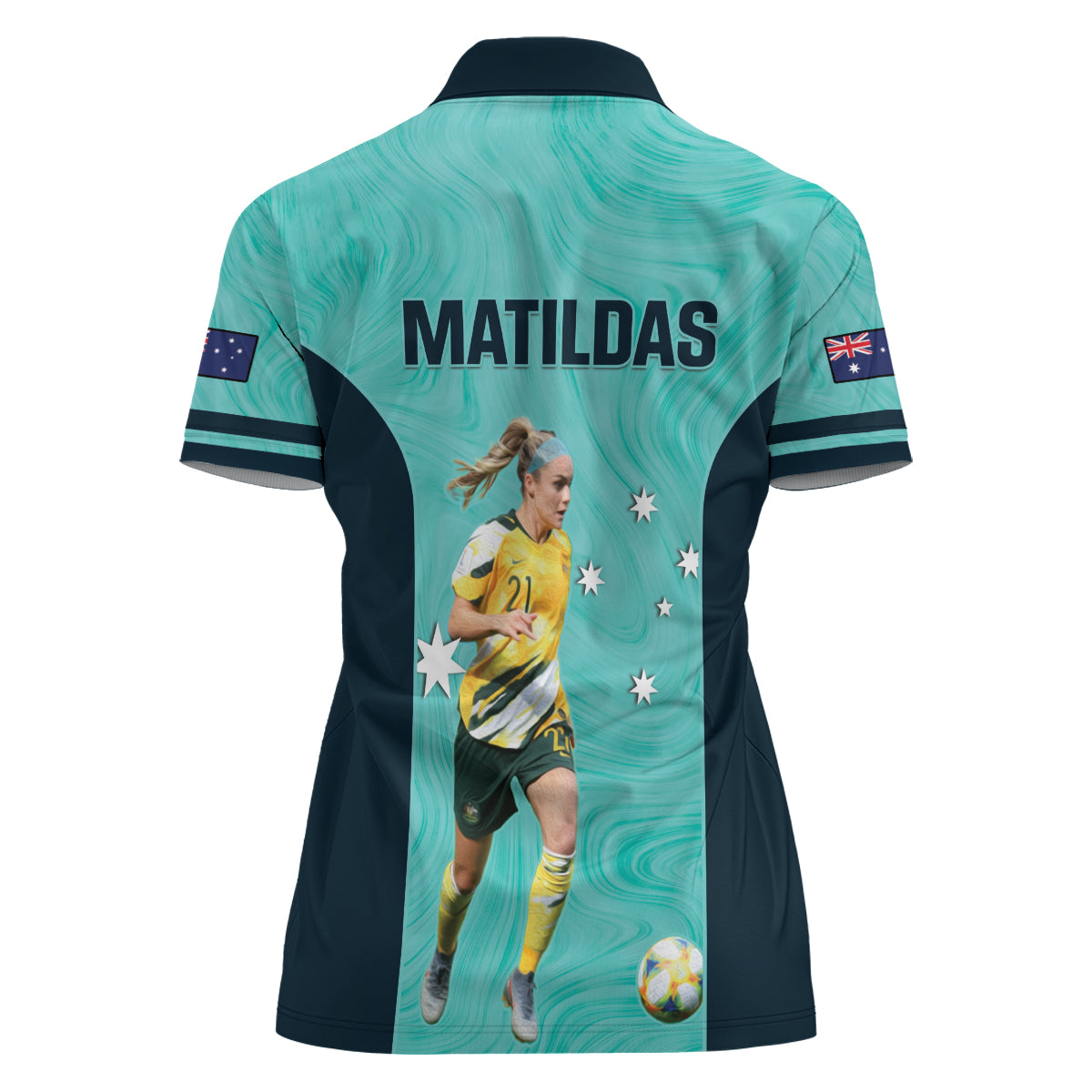 Australia Soccer Women Polo Shirt Ellie Carpenter Matildas - Turquoise
