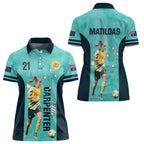 Australia Soccer Women Polo Shirt Ellie Carpenter Matildas - Turquoise