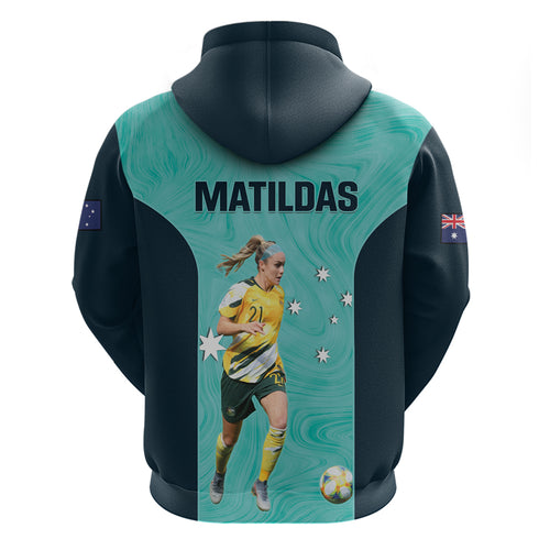 Australia Soccer Zip Hoodie Ellie Carpenter Matildas - Turquoise