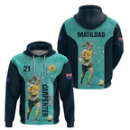 Australia Soccer Zip Hoodie Ellie Carpenter Matildas - Turquoise