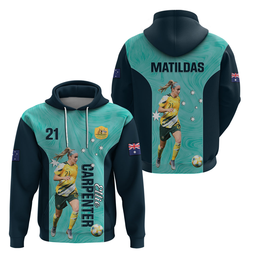 Australia Soccer Zip Hoodie Ellie Carpenter Matildas - Turquoise