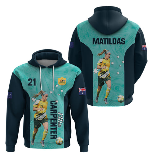 Australia Soccer Zip Hoodie Ellie Carpenter Matildas - Turquoise