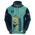 Australia Soccer Zip Hoodie Ellie Carpenter Matildas - Turquoise