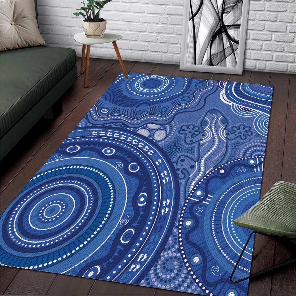 Australia Autism Awareness Area Rug Aboriginal Lizard Dot Painting