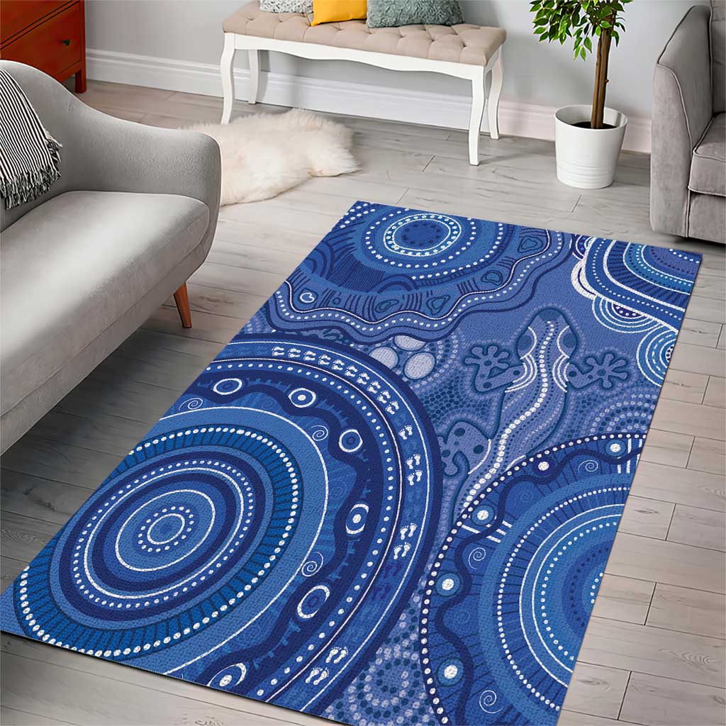 Australia Autism Awareness Area Rug Aboriginal Lizard Dot Painting