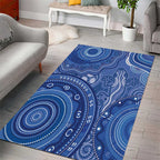 Australia Autism Awareness Area Rug Aboriginal Lizard Dot Painting