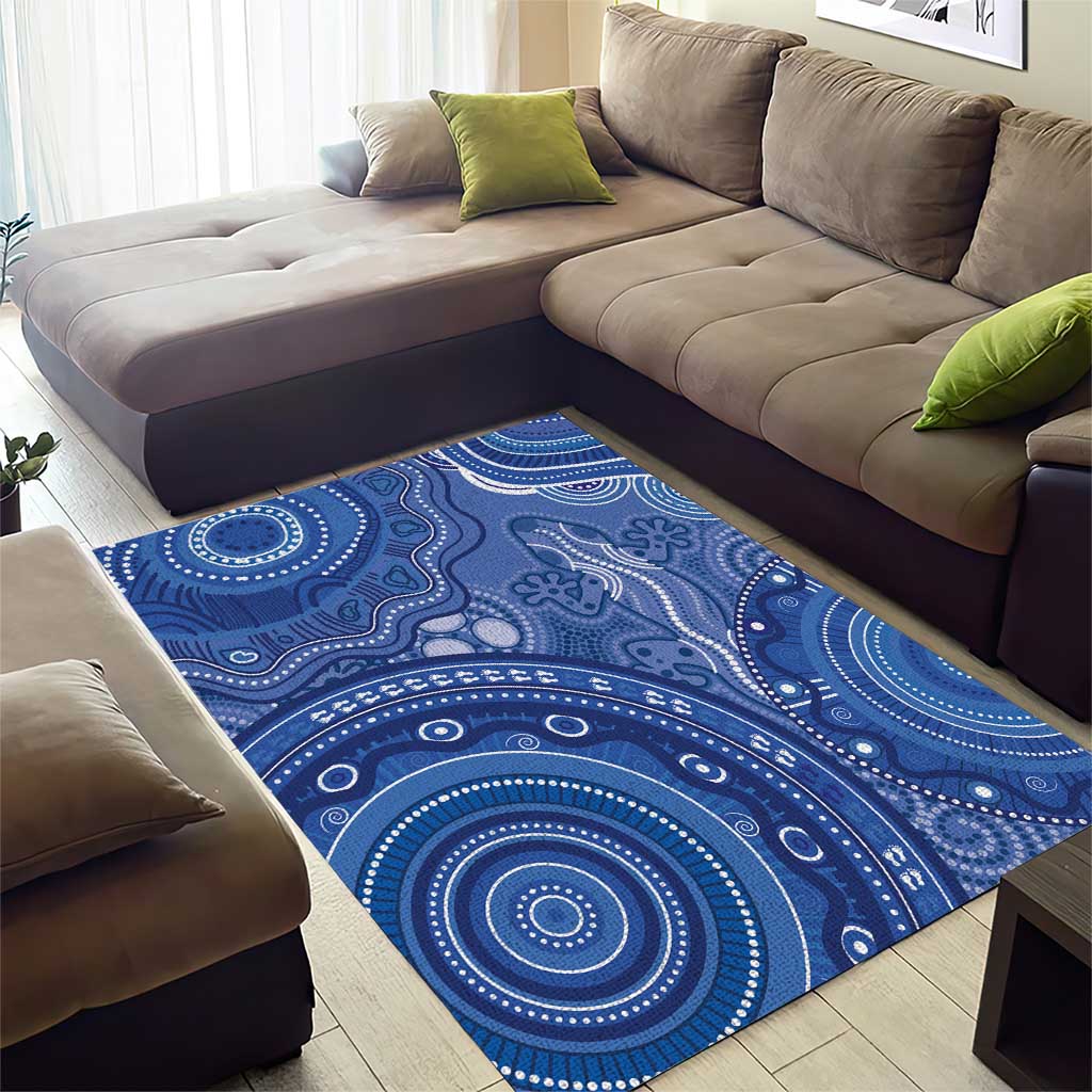Australia Autism Awareness Area Rug Aboriginal Lizard Dot Painting