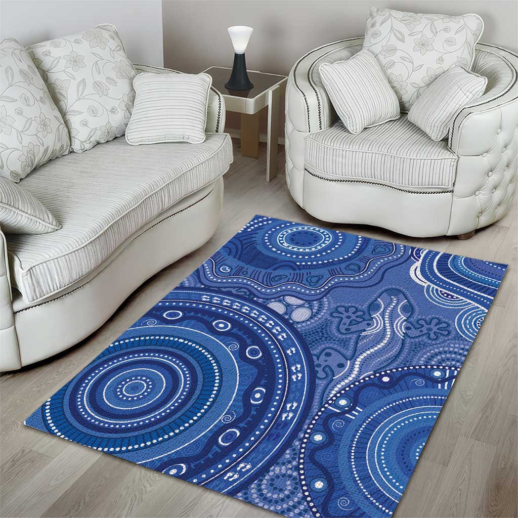 Australia Autism Awareness Area Rug Aboriginal Lizard Dot Painting
