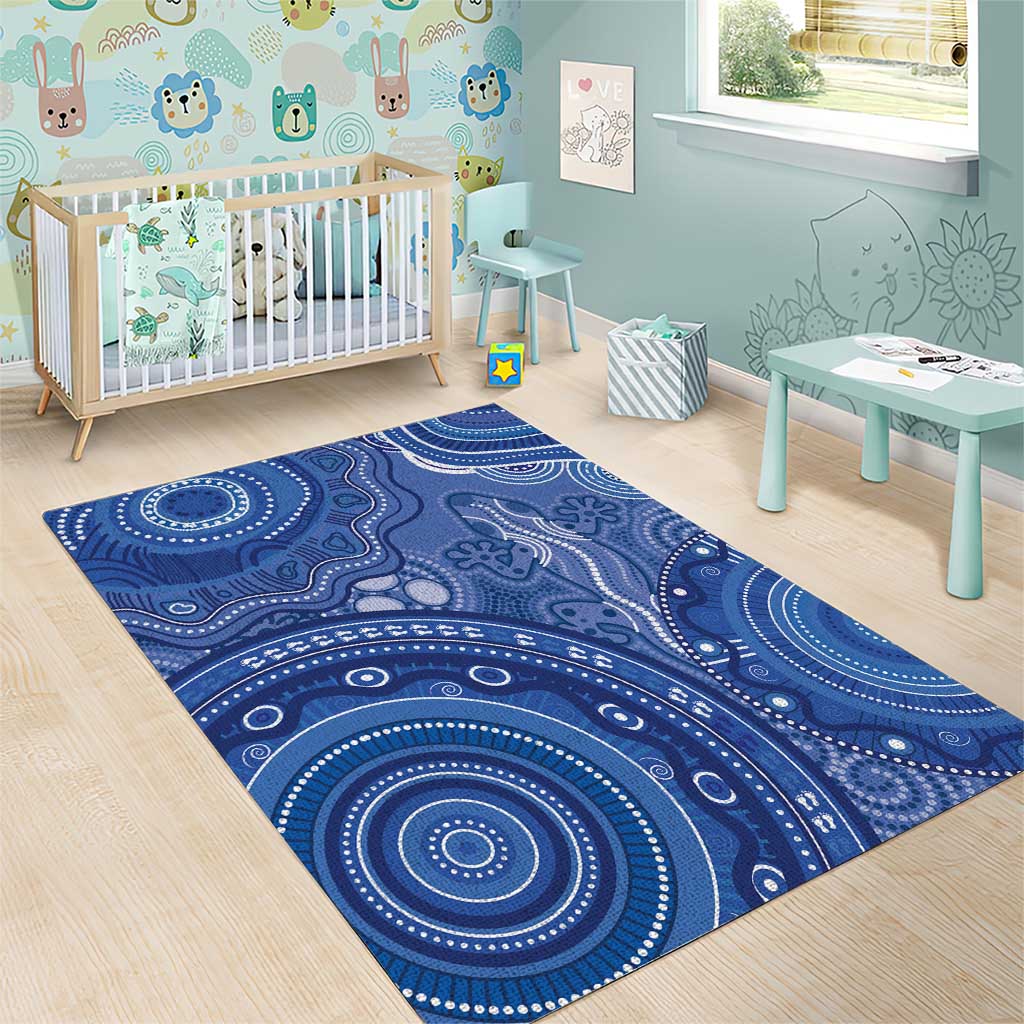 Australia Autism Awareness Area Rug Aboriginal Lizard Dot Painting